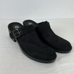 BZees Women's Black Open Book Heeled Clogs Size 9 Washable Clog EUC